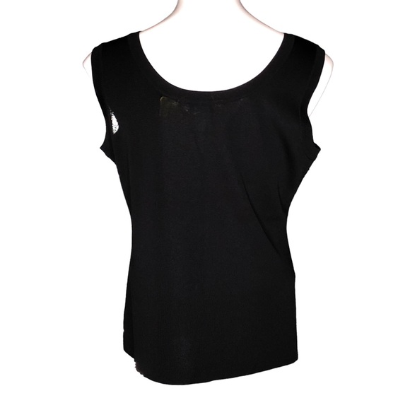 Exclusively Misook Petite Black Sleeveless Deep Scoop Neck Stretch Knit Shell - Picture 7 of 12